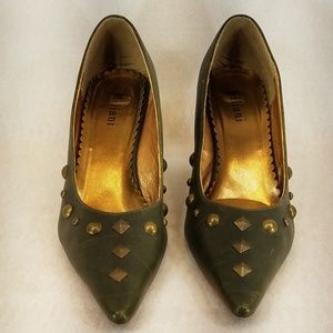 Miliani Olive Green Gold Studded Wedge